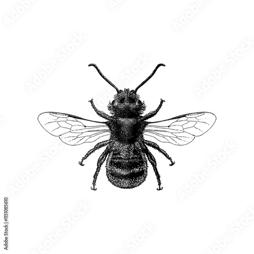 Mason Bee hand drawing vector isolated on background.