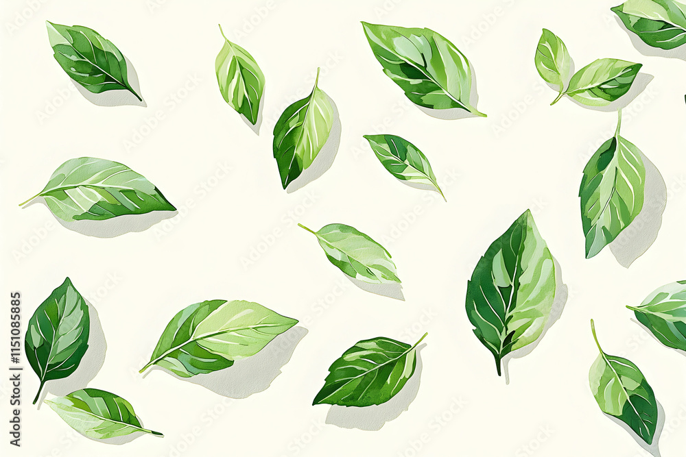 Diverse Green Leaves on Light Background Ideal for Nature and Botany Themes in Stock Photography Diverse Green Leaves on Light Background Ideal for Nature and Botany Themes in Stock Photography