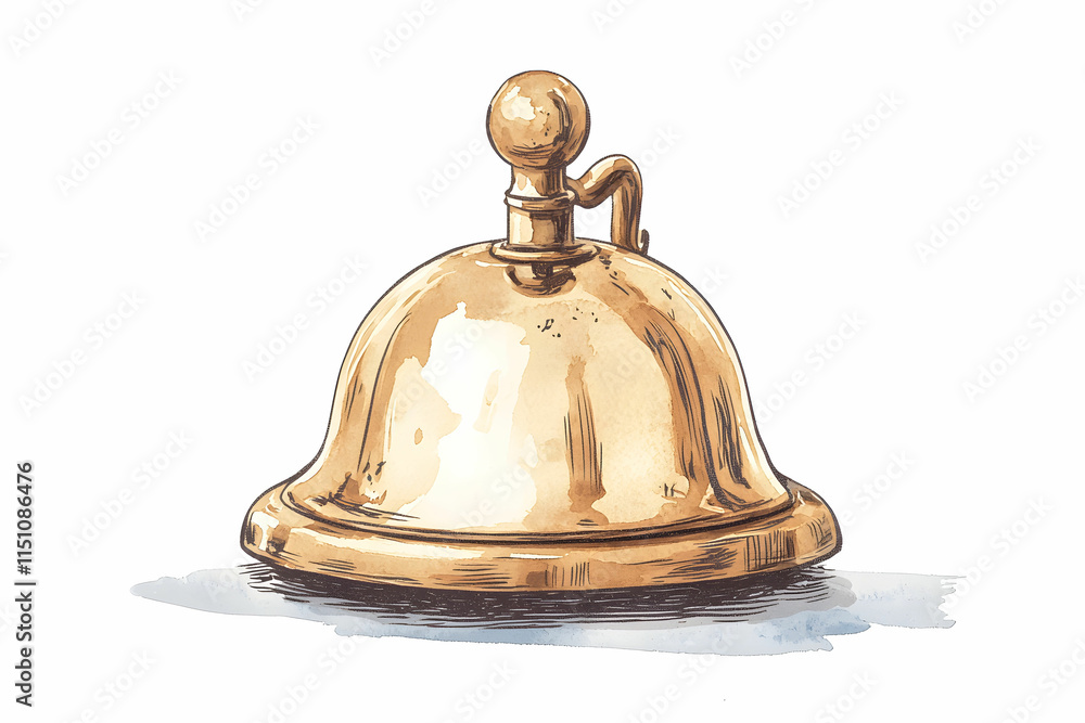 Elegant Golden Service Bell on a Soft Background for Hospitality and Communication Concepts Elegant Golden Service Bell on a Soft Background for Hospitality and Communication Concepts