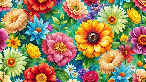 Wallpaper Mural Bright Flower Digital Print Seamless Pattern - Rule of Thirds Torontodigital.ca