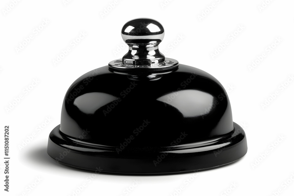 Elegant Black Reception Bell on Isolated Background for Hospitality and Service Industry Use Elegant Black Reception Bell on Isolated Background for Hospitality and Service Industry Use