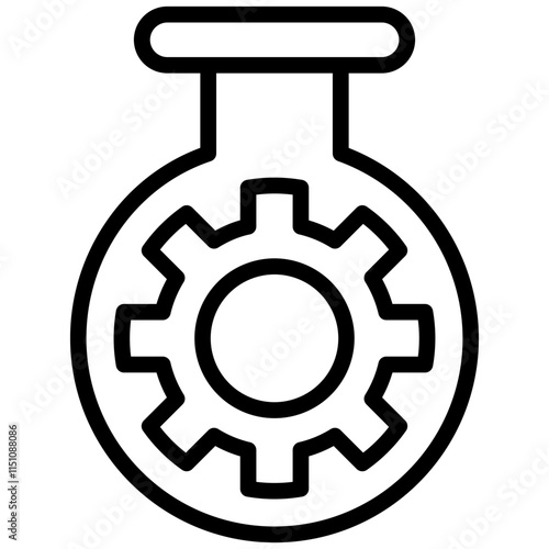 Gear Flask Icon, Black And White Outline Icon Vector