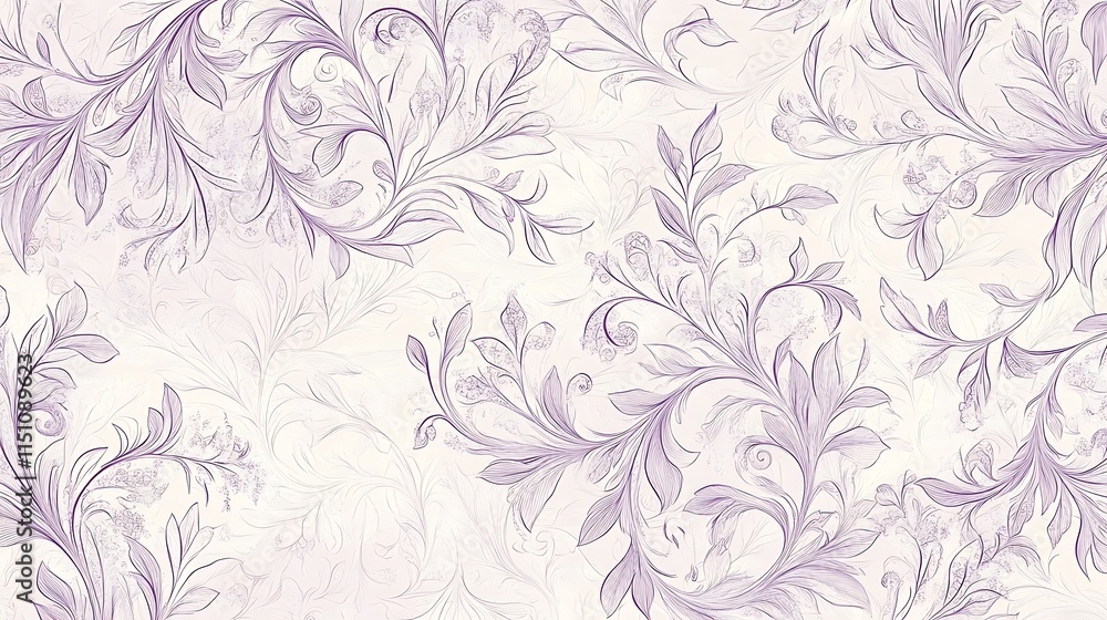 Lilac, swirling, leaf, vine pattern. Lilac, swirling, leaf, vine pattern.