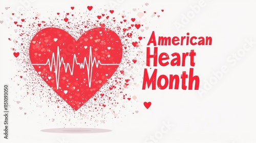Wallpaper Mural American Hearth Month illustration - A red heart with a heartbeat on white background Torontodigital.ca