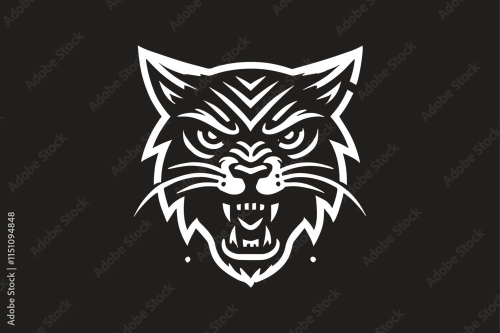 Tiger, Black and White Vector illustration Tiger, Black and White Vector illustration