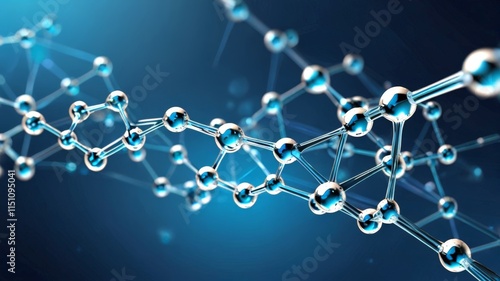 An intricate digital representation of molecules showcases blue spheres connected by translucent links, evoking a sense of scientific wonder and innovation photo