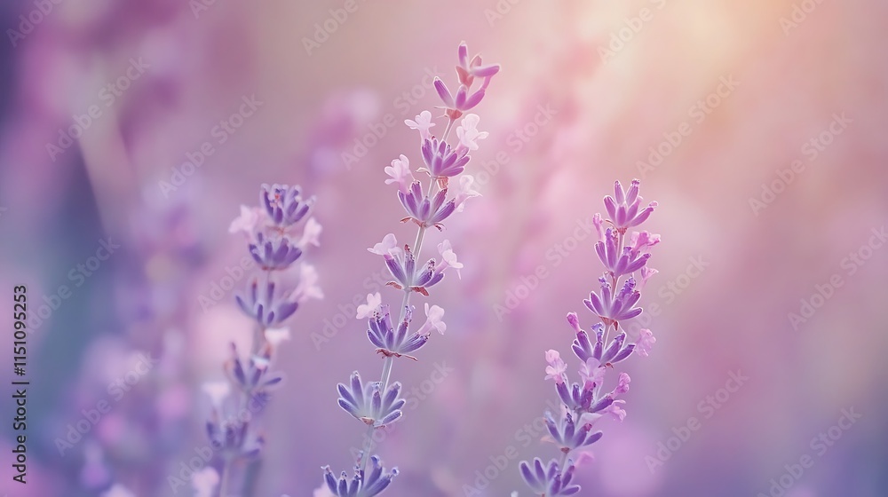 Lavender blooms in soft, sunny light. Lavender blooms in soft, sunny light.