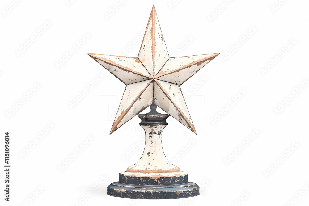 Rustic Decorative Star Ornament on a Simple Base with Weathered Finish and Vintage Charm Rustic Decorative Star Ornament on a Simple Base with Weathered Finish and Vintage Charm