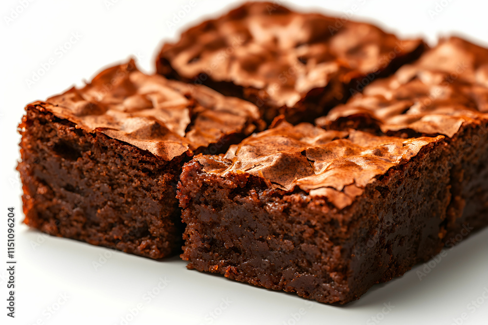Deliciously Baked Brownies Freshly Cut into Perfect Squares on White Surface