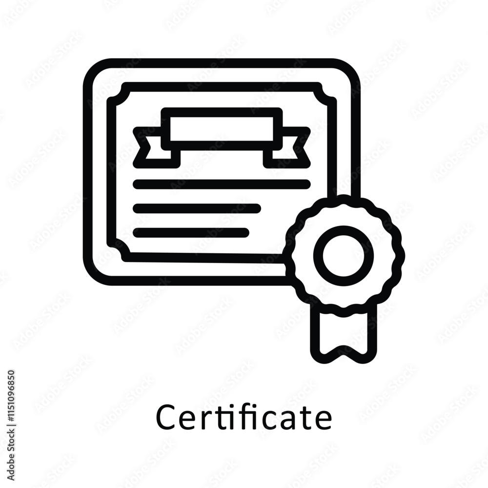 Certificate Vector Outline Icon. Eps 10 File Certificate Vector Outline Icon. Eps 10 File