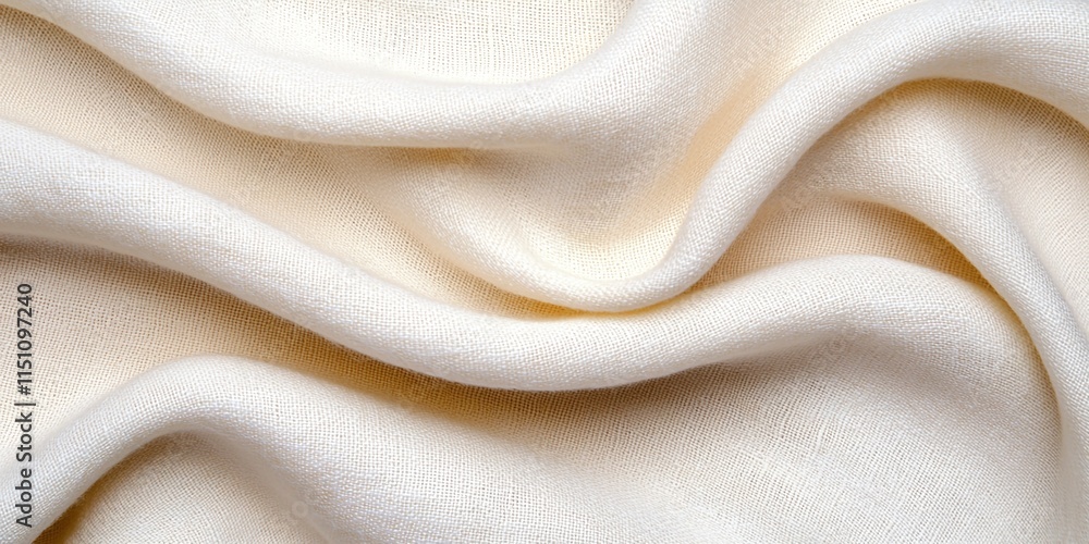 Obraz premium mindful living awareness concept. A close-up of soft, creamy fabric displaying gentle folds and textures, highlighting its smoothness and lightweight nature.