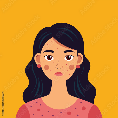 portrait of a girl with face acne