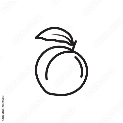 Peach outline icon and vector illustration