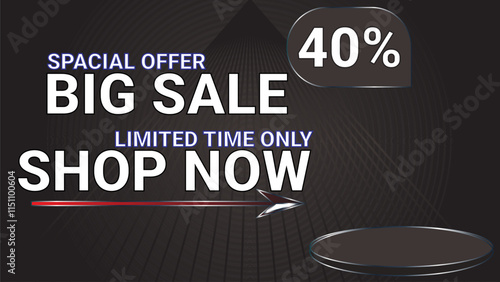 40 percent Special offer big sale limited time only shop now template banner with Gray Brown color theme