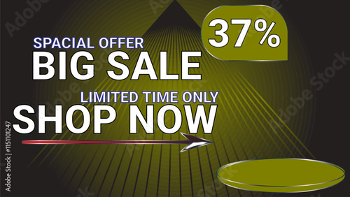 37 percent Special offer big sale limited time only shop now template banner with Olive color theme