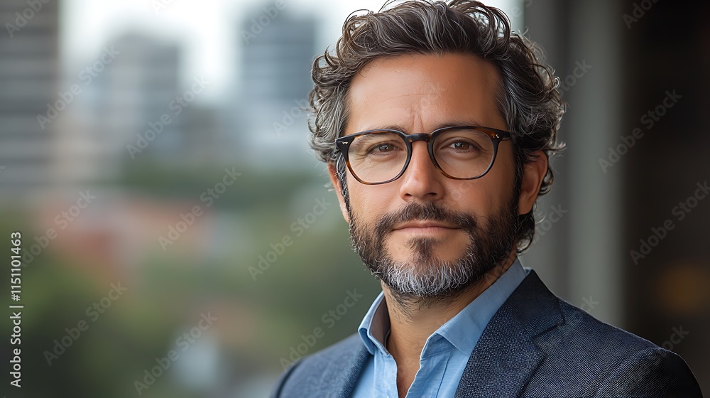 Portrait of a Man with Glasses and Graying Hair Portrait of a Man with Glasses and Graying Hair