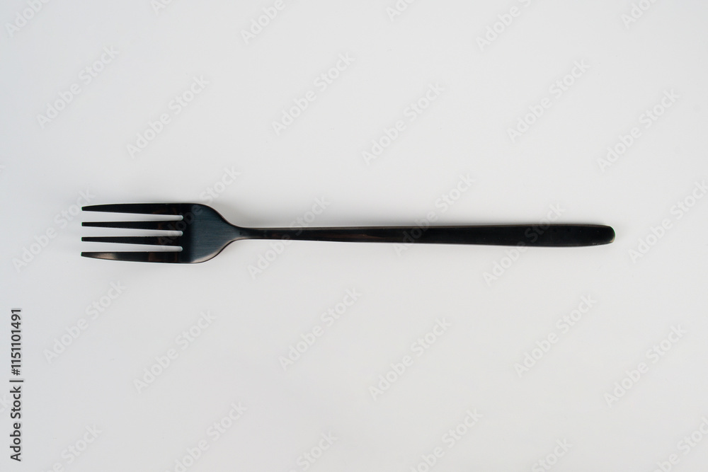 Metal black fork on white background Metal black fork on white background