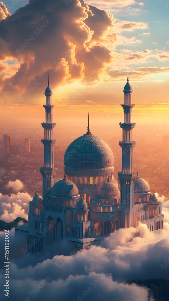 custom made wallpaper toronto digitalluxurious and magnificent mosque building, with a large and beautiful garden, with a beautiful view above the clouds