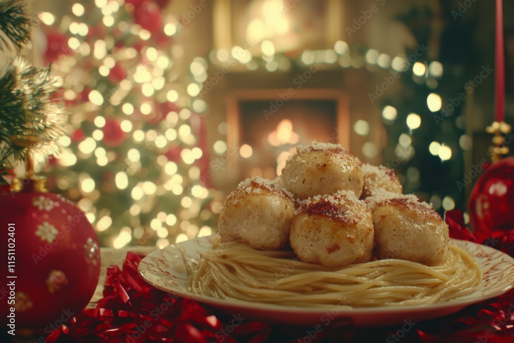 Christmas Dinner Meatballs Spaghetti Festive Feast Christmas Dinner Meatballs Spaghetti Festive Feast