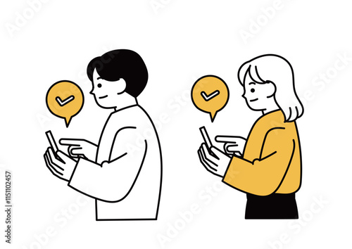 スマホで手続きを完了させた人物のセット