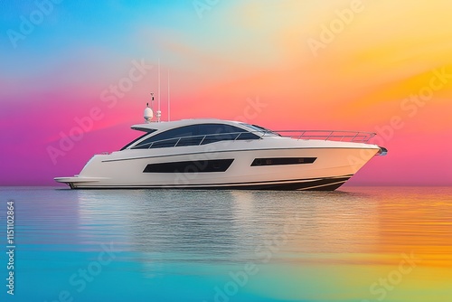 motorboat on colorful background creating dynamic and eye-catching look photo