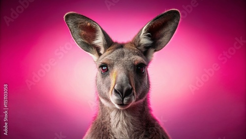 Confident Kangaroo Silhouette, Pink Background photo