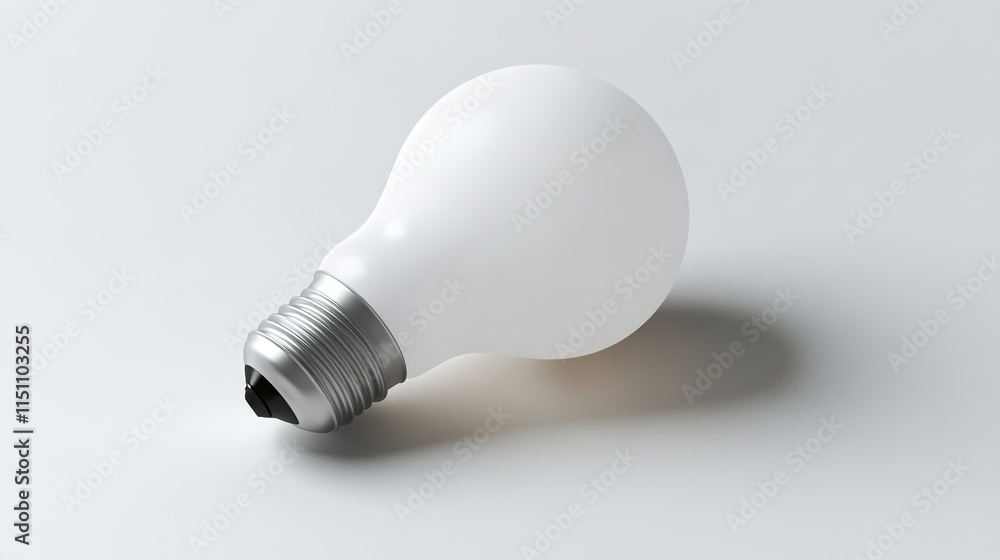 single energy-efficient light bulb placed neatly on matte white background with soft shadows single energy-efficient light bulb placed neatly on matte white background with soft shadows