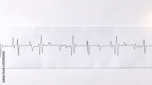 stock photo of ecg heart rate printout on white background with copy space