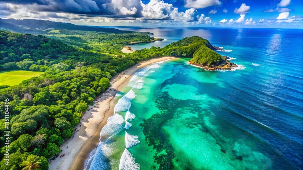 Fototapeta premium Costa Rica Playa Santa Teresa Aerial Double Exposure