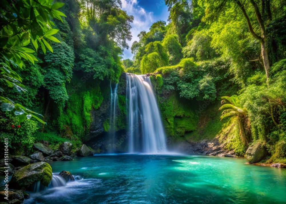 Naklejka premium Costa Rica Waterfall Adventure - Silhouette 4K