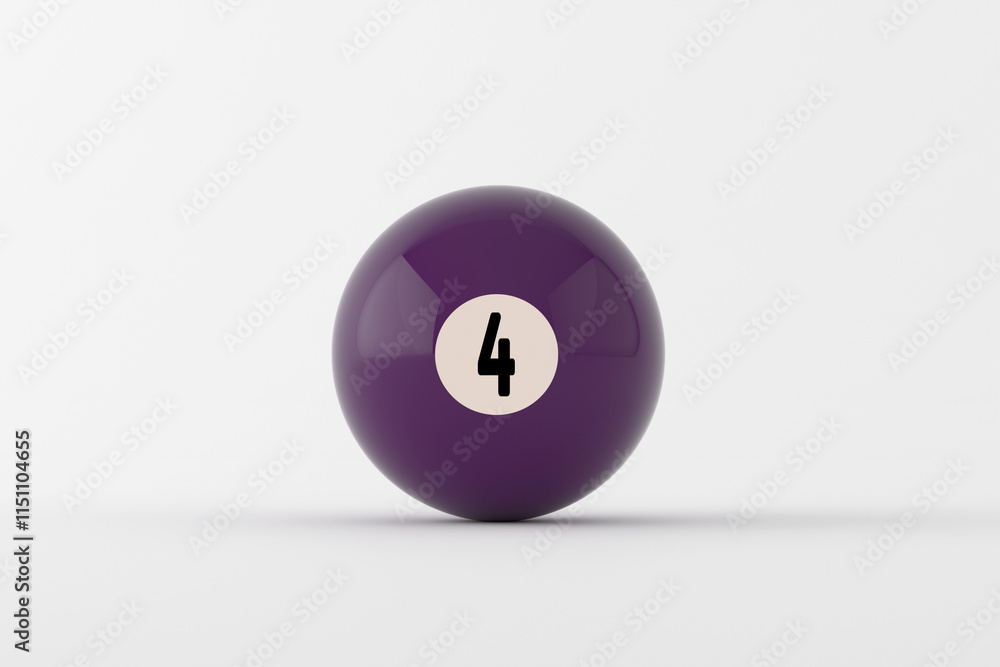 Number four pool ball resting on white surface Number four pool ball resting on white surface
