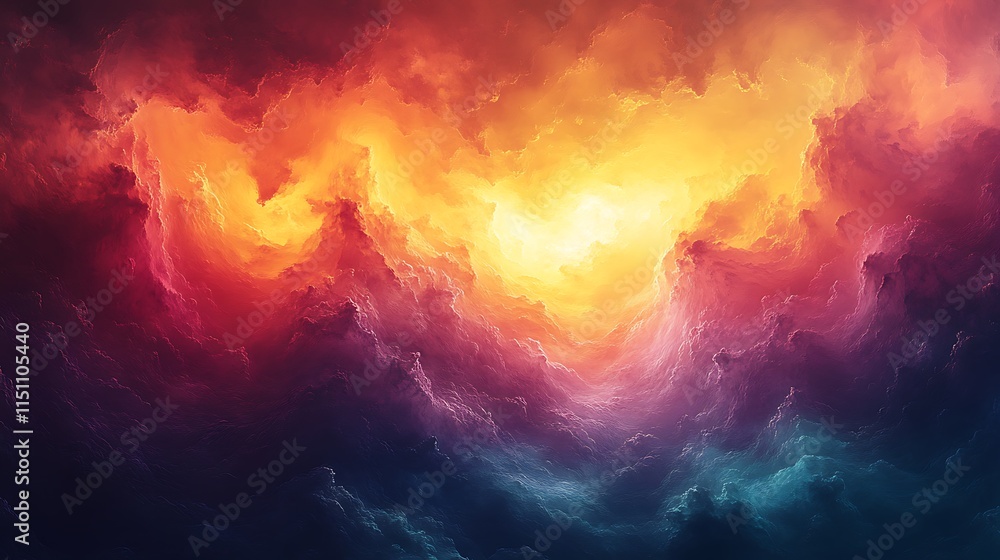 Naklejka premium Vivid Colorful Cloudscape Abstract Art Painting