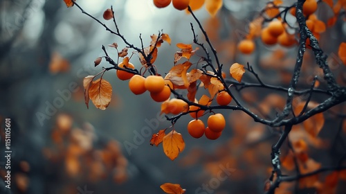 Ripe orange plums on a branch.