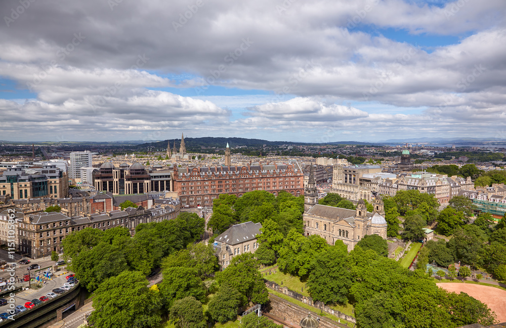 Aerial view of the historical center near Edinburgh Castle. Edinburgh. Scotland Aerial view of the historical center near Edinburgh Castle. Edinburgh. Scotland