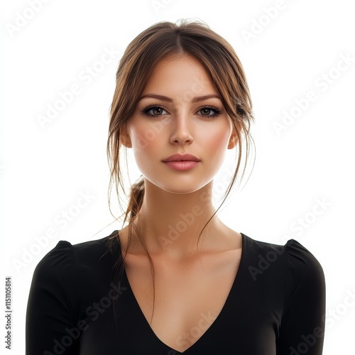 Beautiful woman portrait isolated on white background.