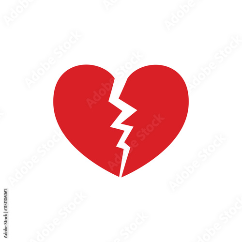 Silhouette heart broken sad separation illustration