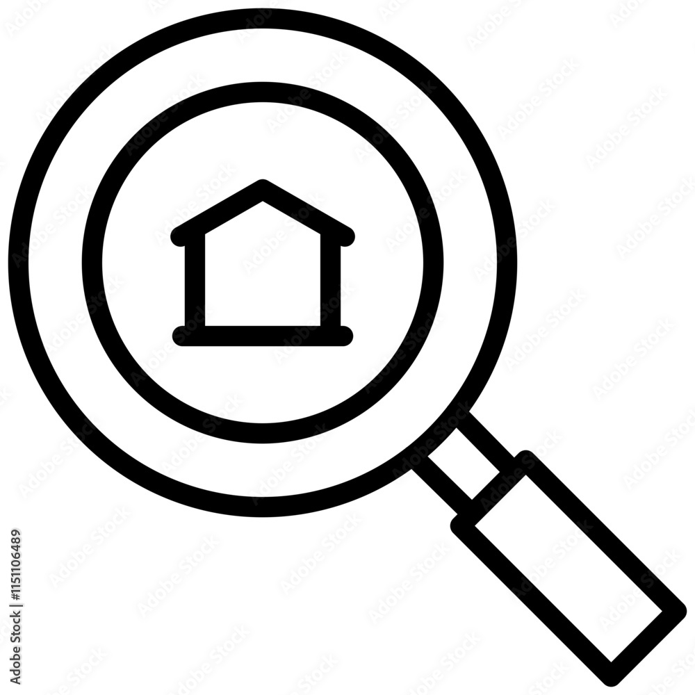 Search Home Icon, Black And White Outline Icon Symbol Search Home Icon, Black And White Outline Icon Symbol