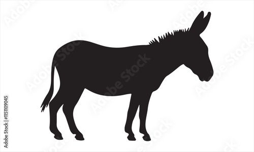 Donkey silhouette vector art on white background  photo