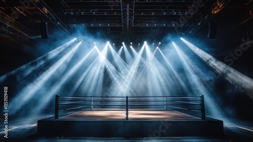 Boxing Ring Under Dramatic Lighting Stage Setting photo