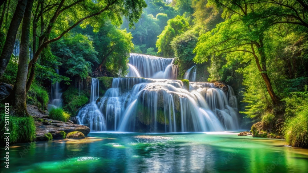 Serene Waterfall Forest Photography - AI Art Serene Waterfall Forest Photography - AI Art