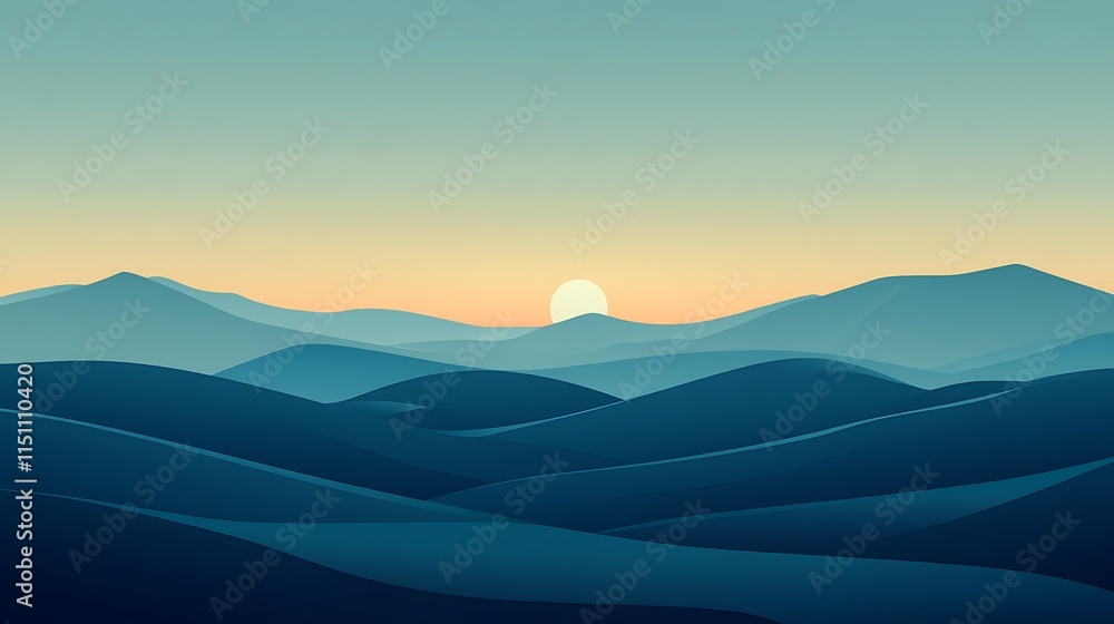 Obraz premium Sunrise over blue hills. (1)