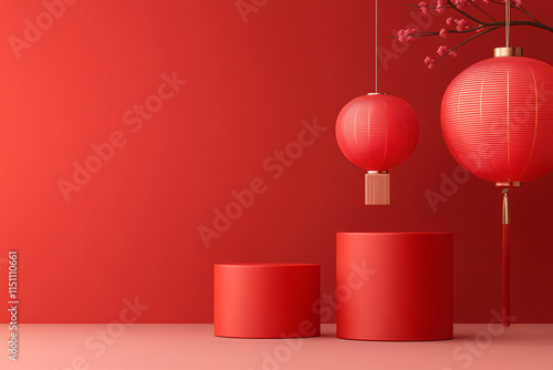 Red simple festive product display platform