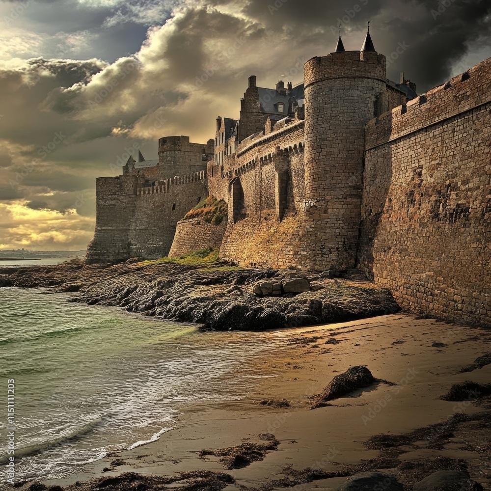 Fort on island in Saint Malo Fort on island in Saint Malo