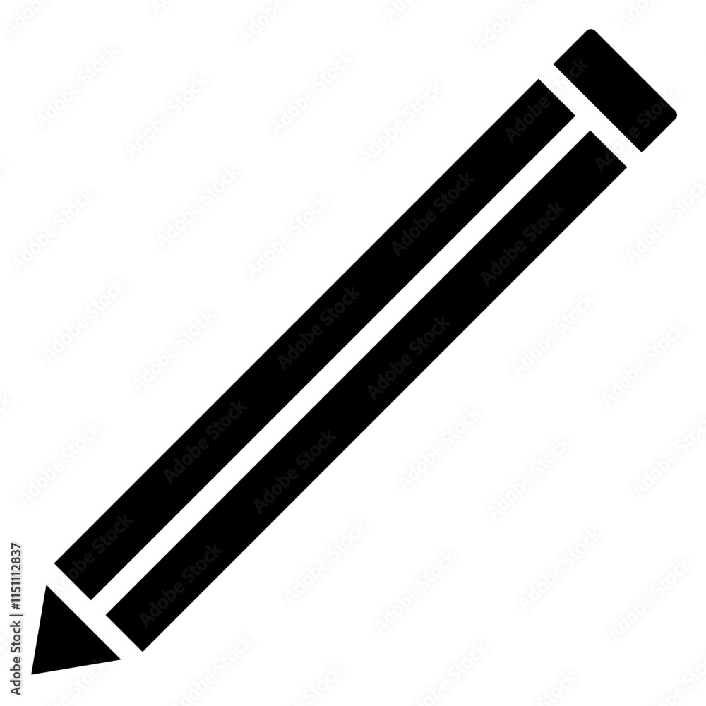 Pencil Icon, Black And White Glyph Icon Symbol Pencil Icon, Black And White Glyph Icon Symbol