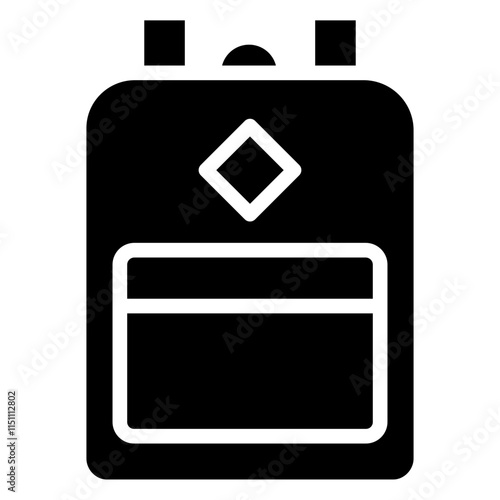 School Bag Icon, Black And White Glyph Icon Symbol