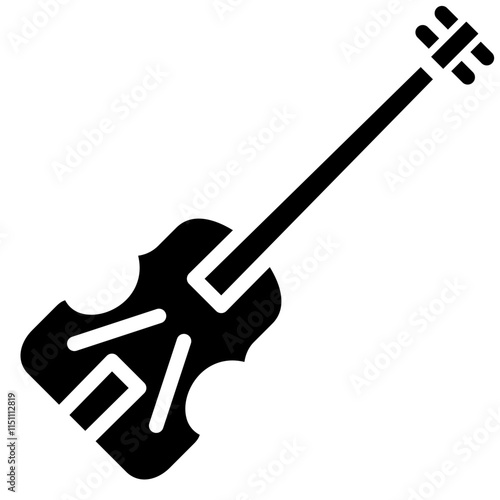 Violin Icon, Black And White Glyph Icon Symbol