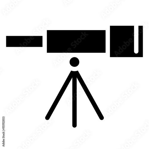 Telescope Icon, Black And White Glyph Icon Symbol