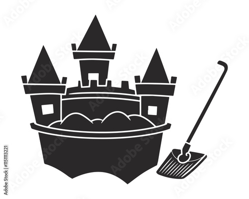 sand castle bucket silhouette vector icon illustration