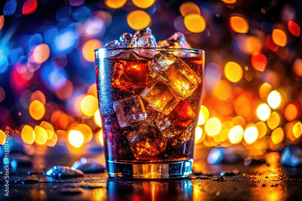 Sparkling Soda Closeup - Night Photography - Bubbly Drink Sparkling Soda Closeup - Night Photography - Bubbly Drink