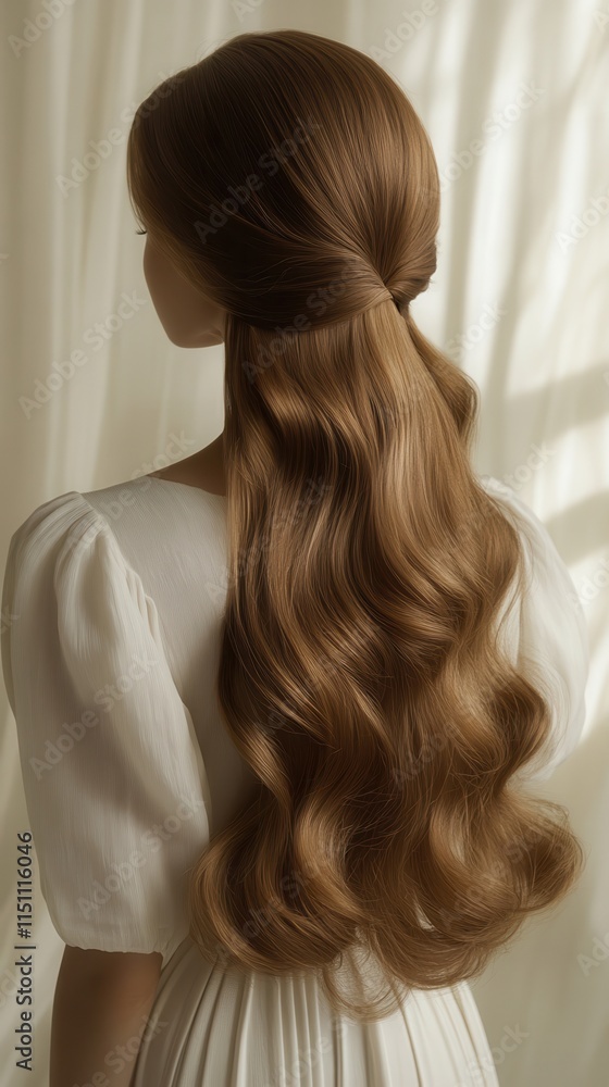 Beautiful model girl with Brown hair strand,silky healthy chestnut wavy hair strand isolated on white background,hair wavy ribbon, with smooth texture,vibrant shine,brunette hairpiece, hairy ribbon. Beautiful model girl with Brown hair strand,silky healthy chestnut wavy hair strand isolated on white background,hair wavy ribbon, with smooth texture,vibrant shine,brunette hairpiece, hairy ribbon.